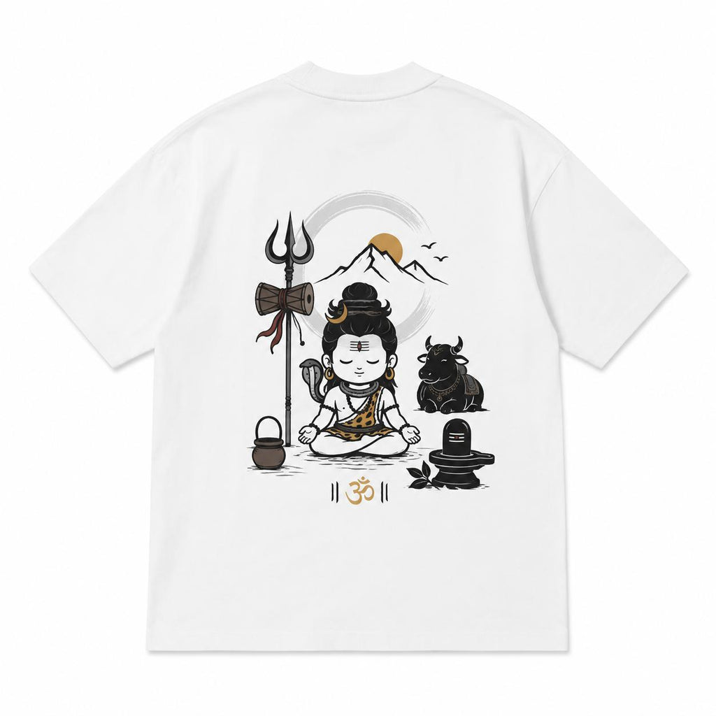 MOSO × Shiva Minimal Graphic T-Shirt – White | Regular Fit | Limited Edition