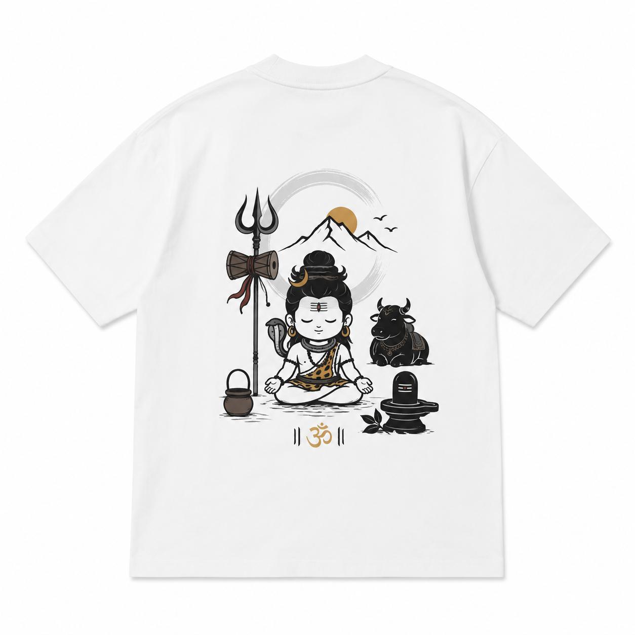 MOSO × Shiva Minimal Graphic T-Shirt – White | Regular Fit | Limited Edition