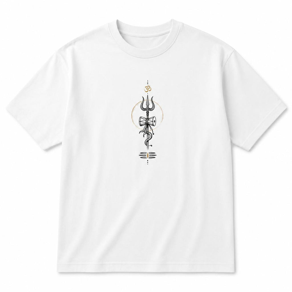 MOSO × Shiva Minimal Graphic T-Shirt – White | Regular Fit | Limited Edition