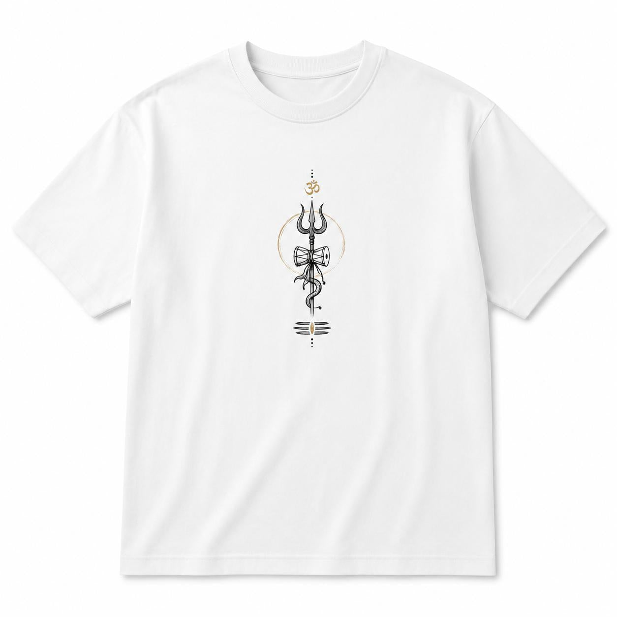 MOSO × Shiva Minimal Graphic T-Shirt – White | Regular Fit | Limited Edition