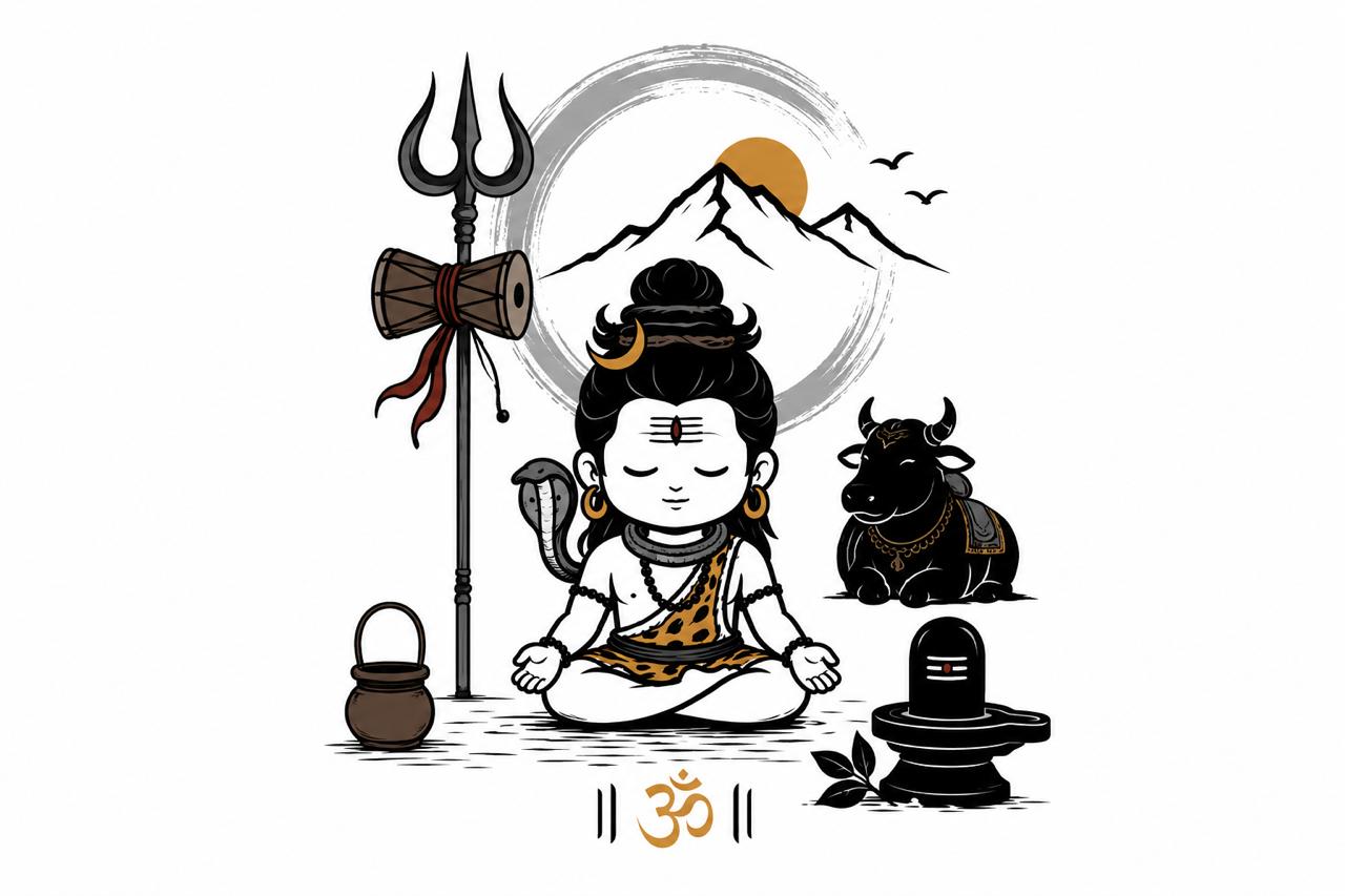 MOSO × Shiva Minimal Graphic T-Shirt – White | Regular Fit | Limited Edition