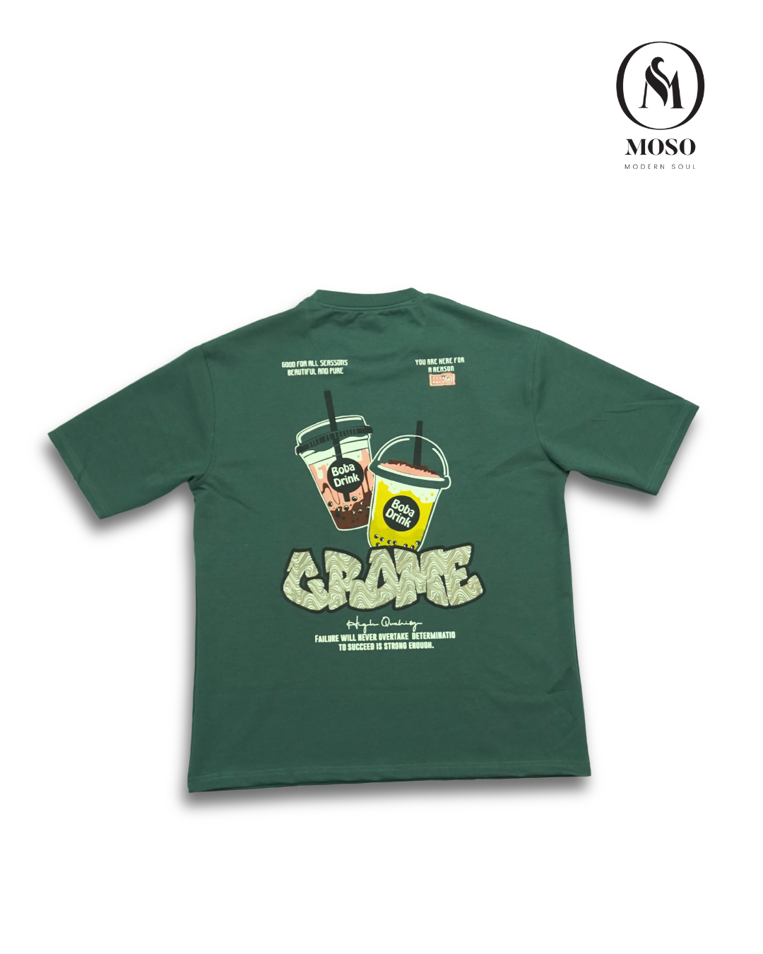 MOSO "Boba Game" Oversized Tee – Forest Green