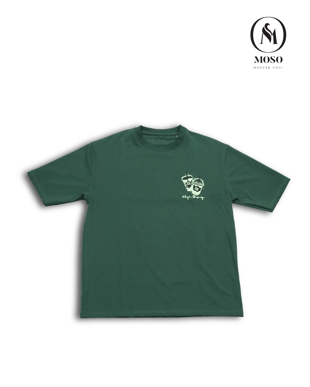 MOSO "Boba Game" Oversized Tee – Forest Green