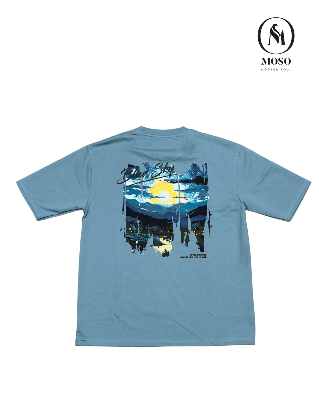 MOSO "Blue Sky" Oversized Tee – Slate Blue