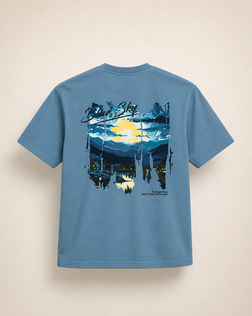 MOSO "Blue Sky" Oversized Tee – Slate Blue