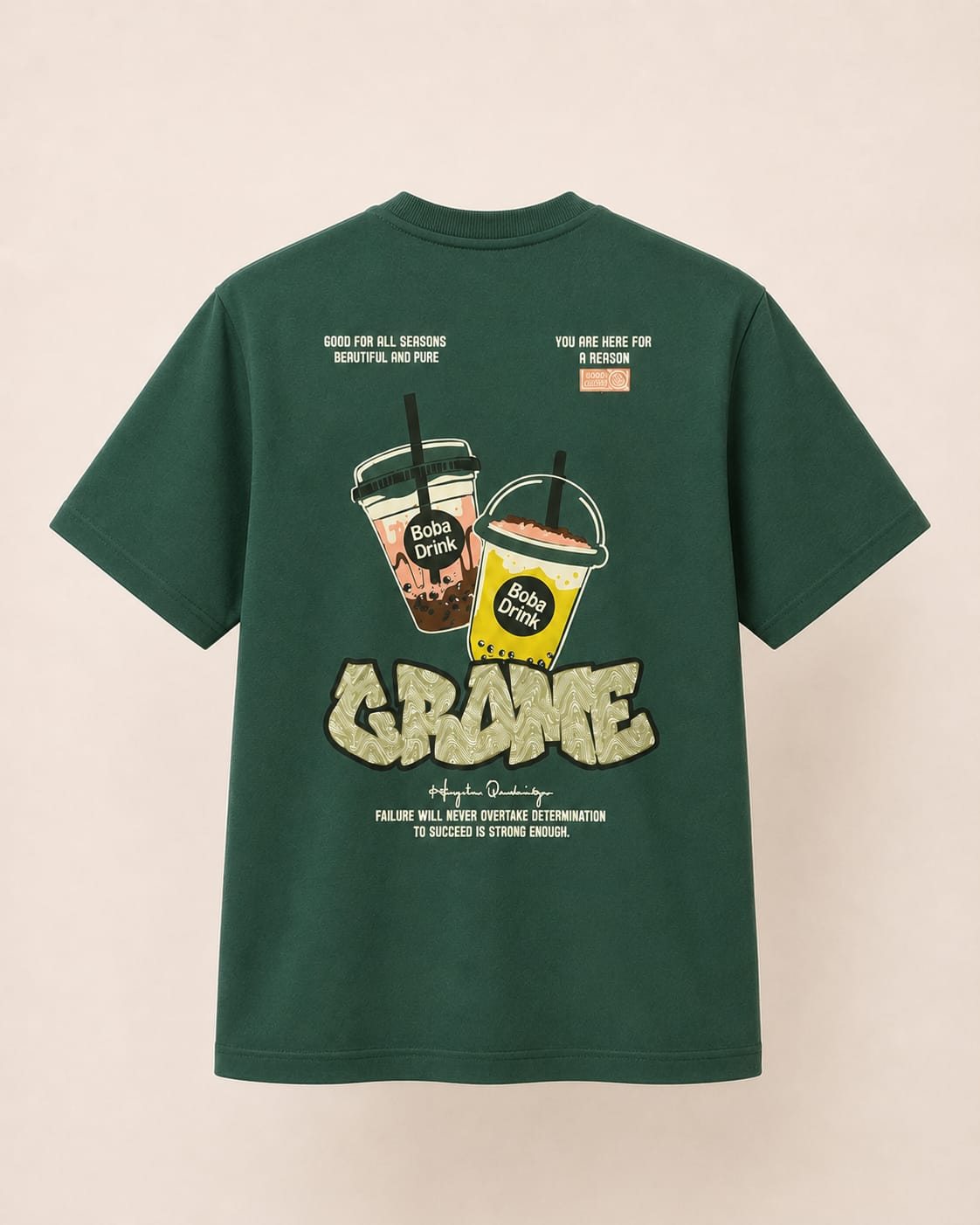 MOSO "Boba Game" Oversized Tee – Forest Green